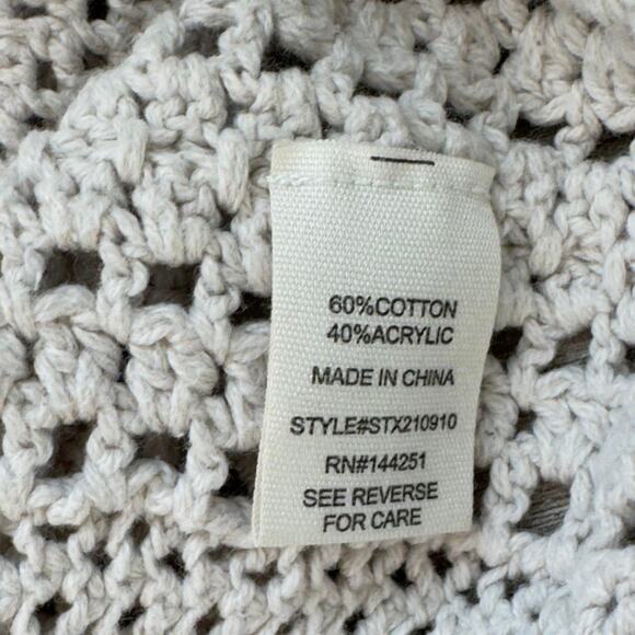 sheer cream boho crochet knit floral tank - Picture 4 of 4